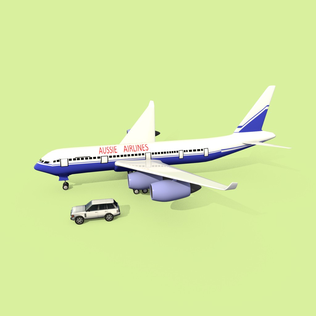 Low poly range rover and airplane preview image 4